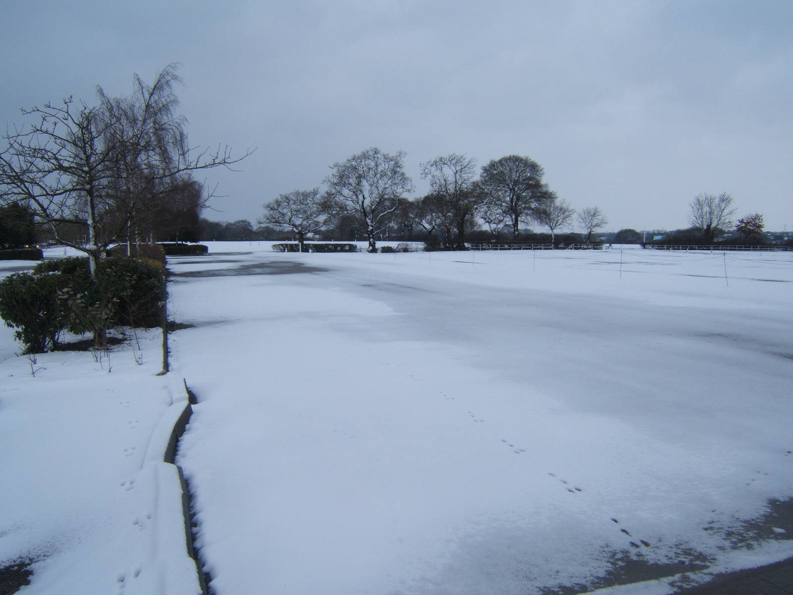 View of car park in snow