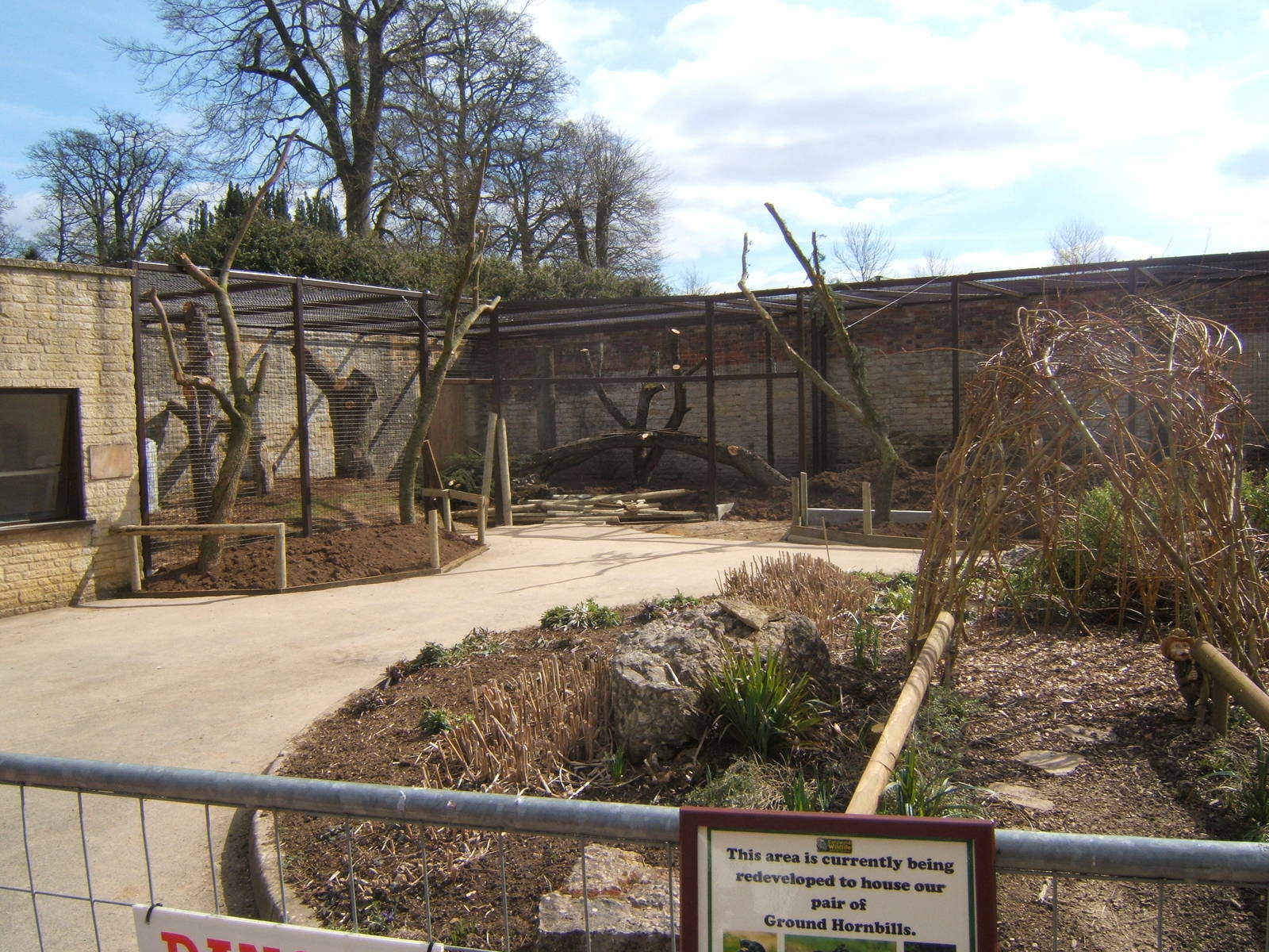 View of construction of new Ground Hornbill Aviary