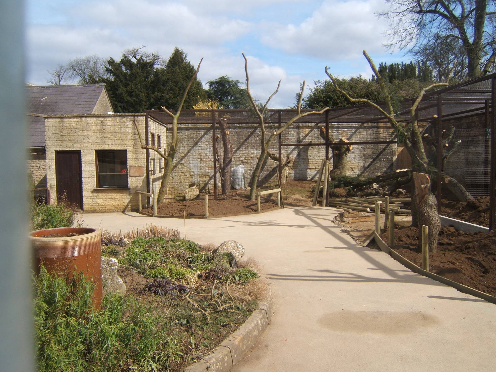 View of construction of new Ground Hornbill Aviary