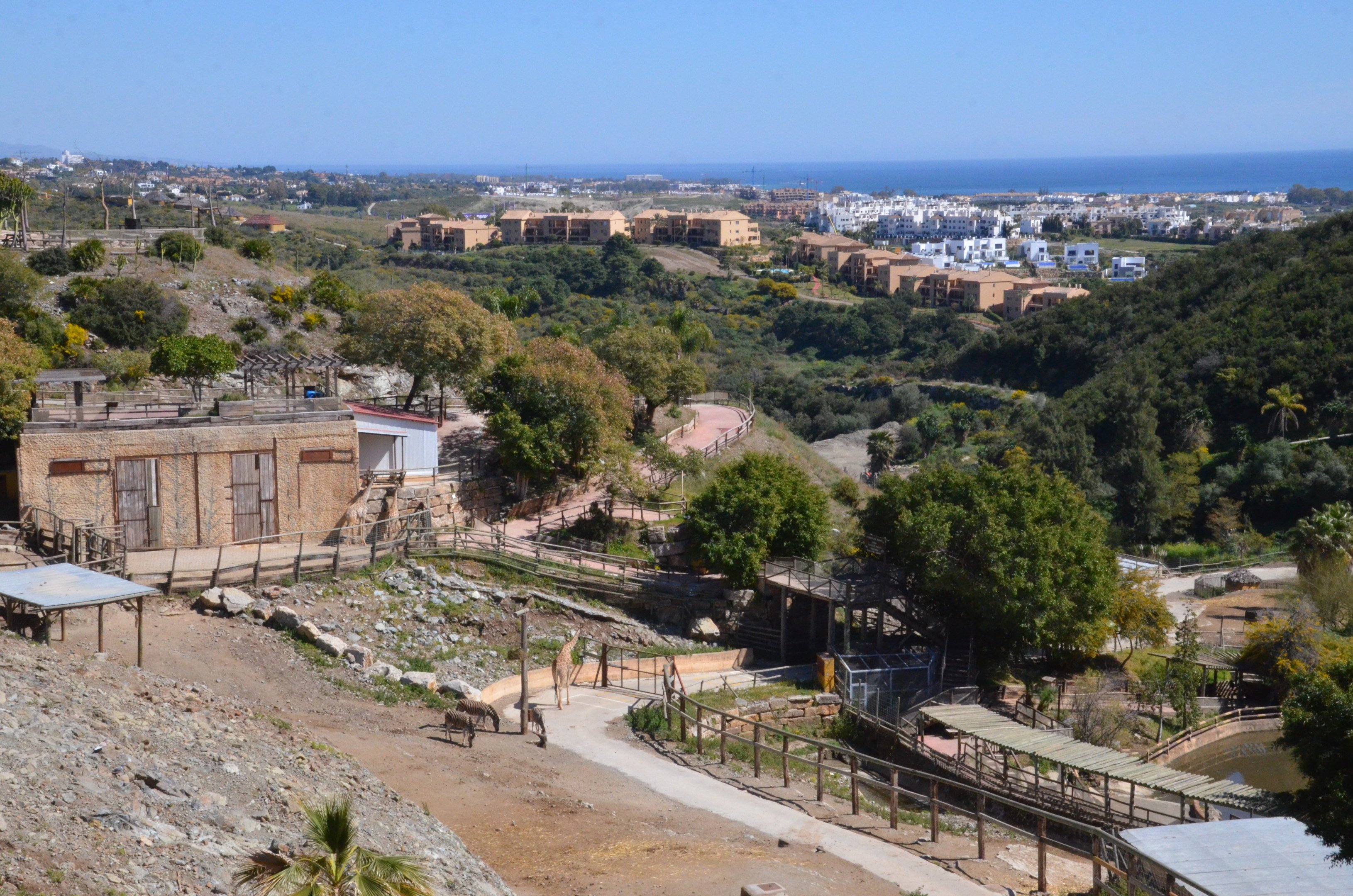 View of Giraffe/Zebra and Hippo Enclosures at Selwo Aventura, 13/03/19