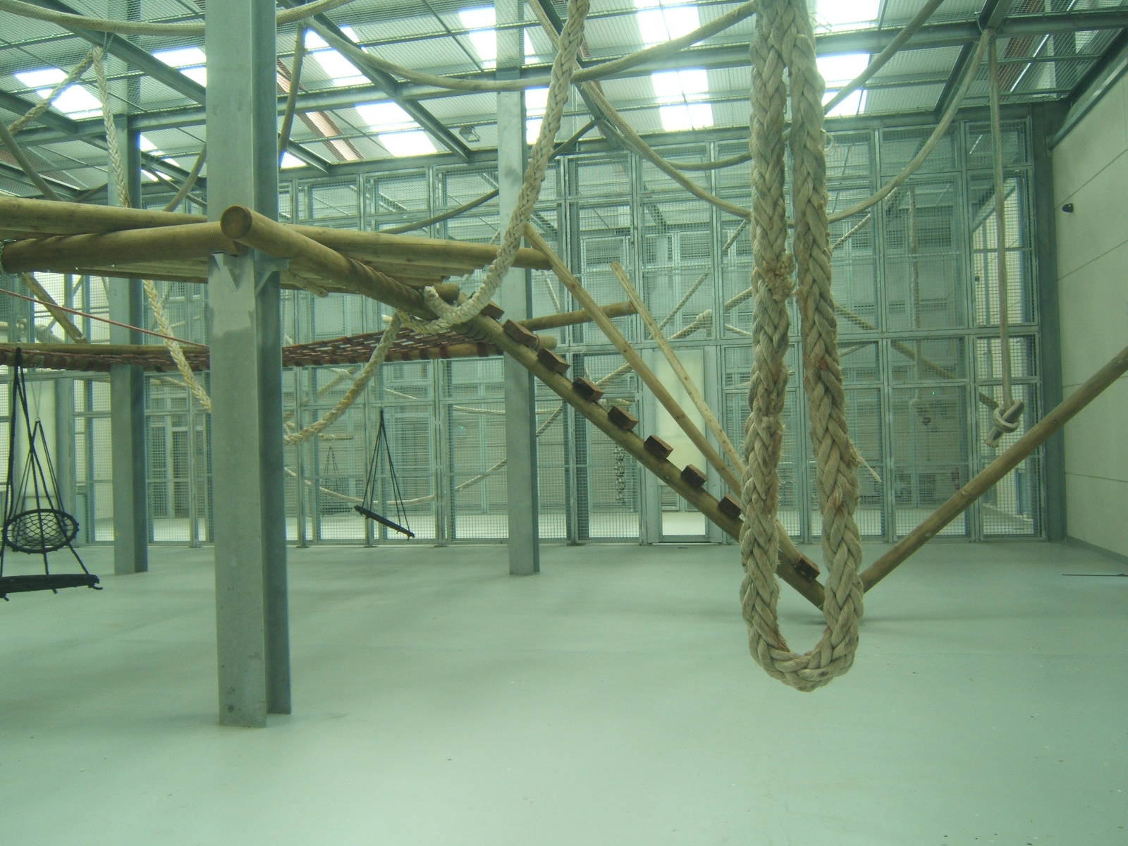 View of indoor chimp enclosure