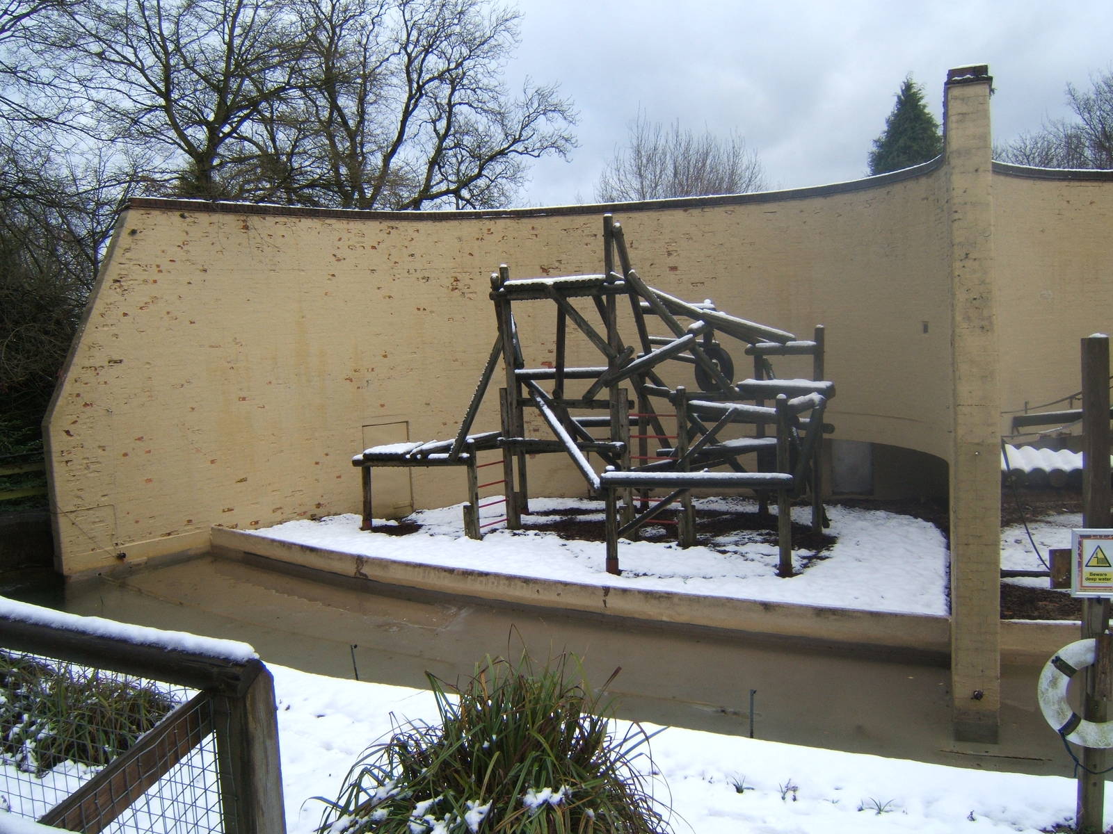 View of Orang enclosure in snow