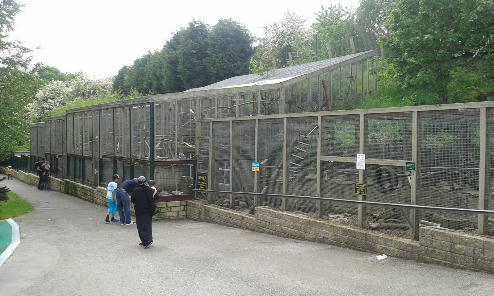 View of Parrot aviarys between Coati and ASCO enclosures