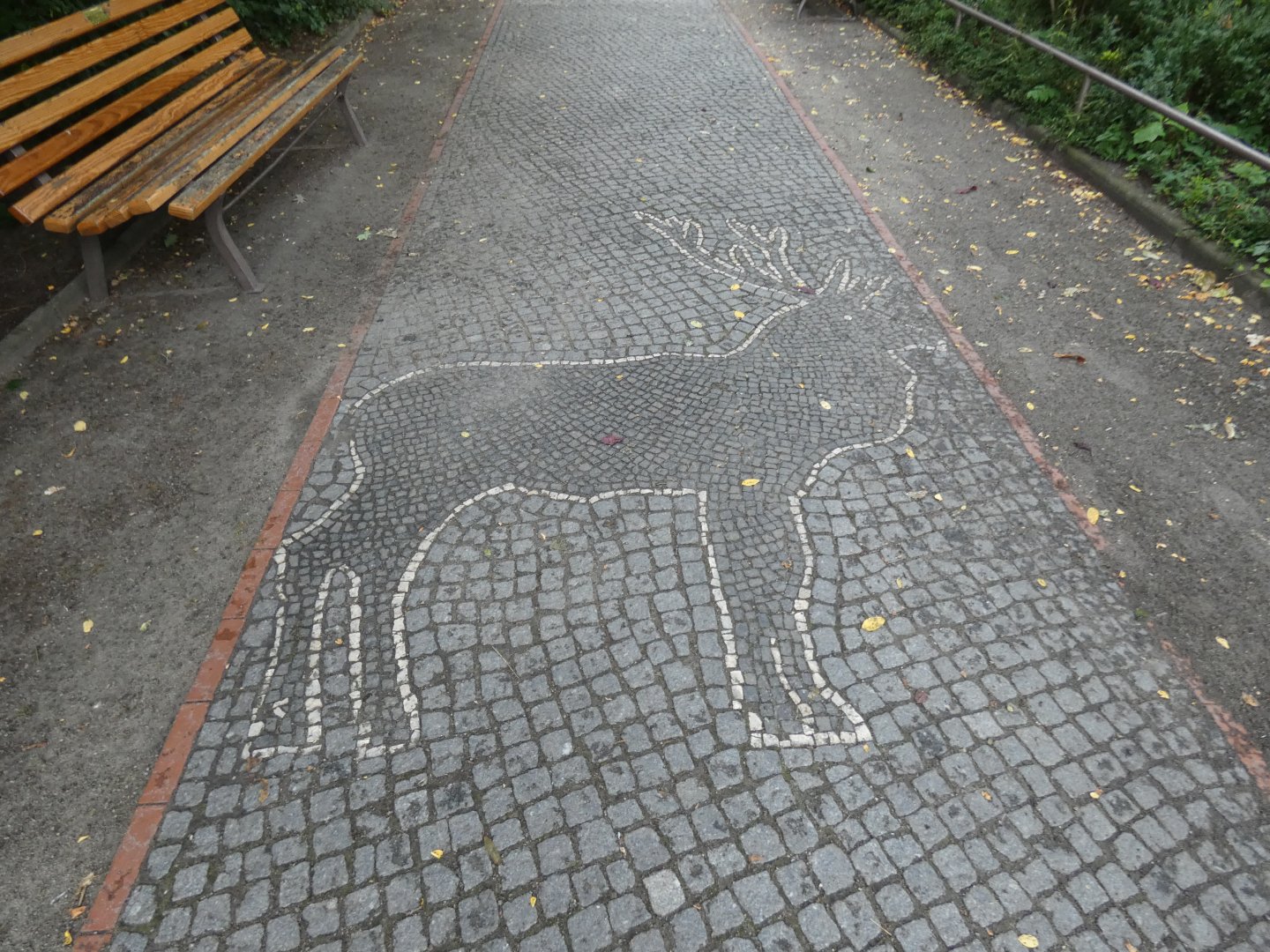 View of path by deer paddocks