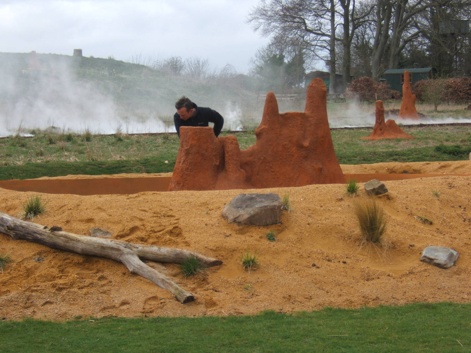View of Savannah Arena with meerkat trainer but no meerkat