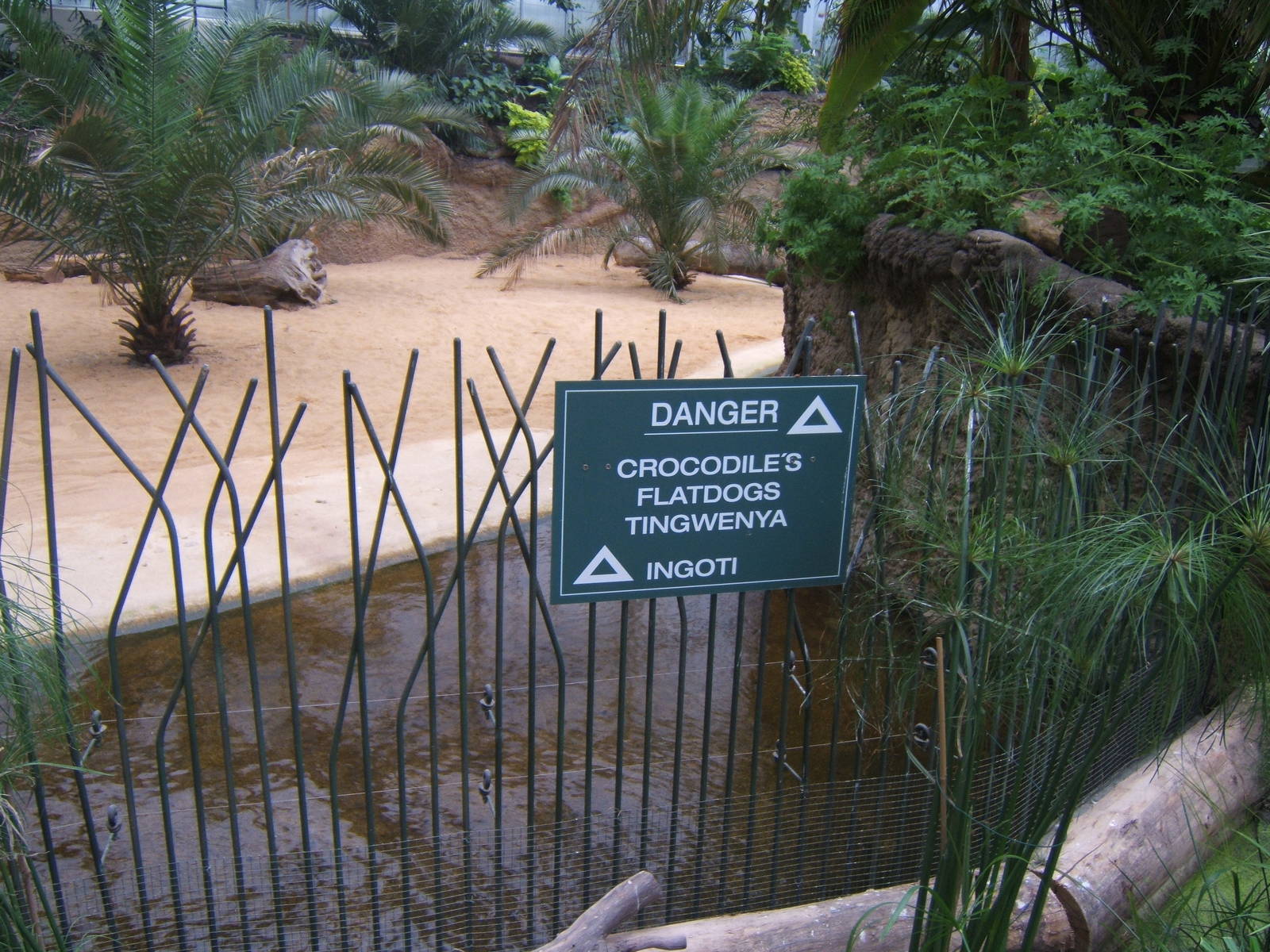 View of sign for Crocodiles in the Hippodom