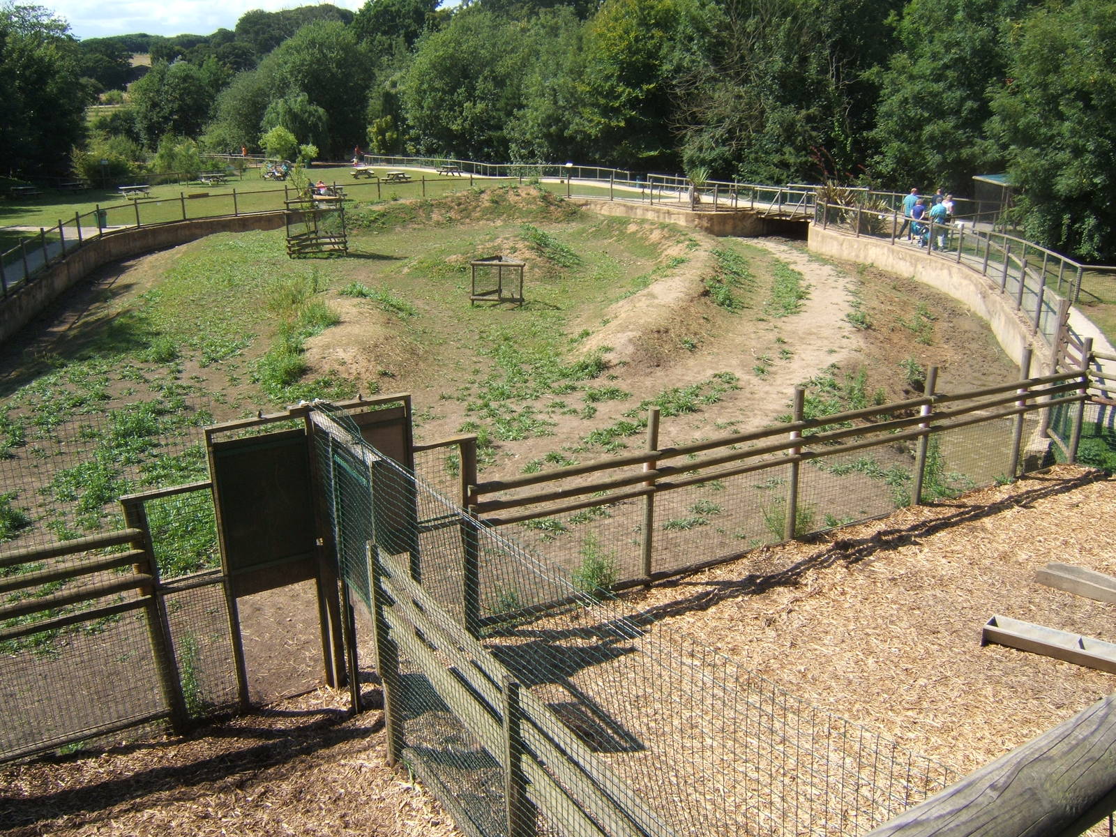 View of Tapir and Capybara enclosure from on top of the House