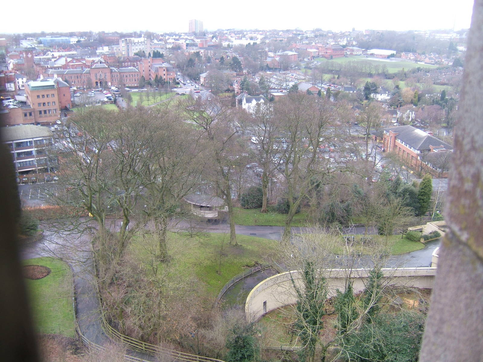 View of the Tecton kiosk and Asiatic black bear enclosure from the top of D