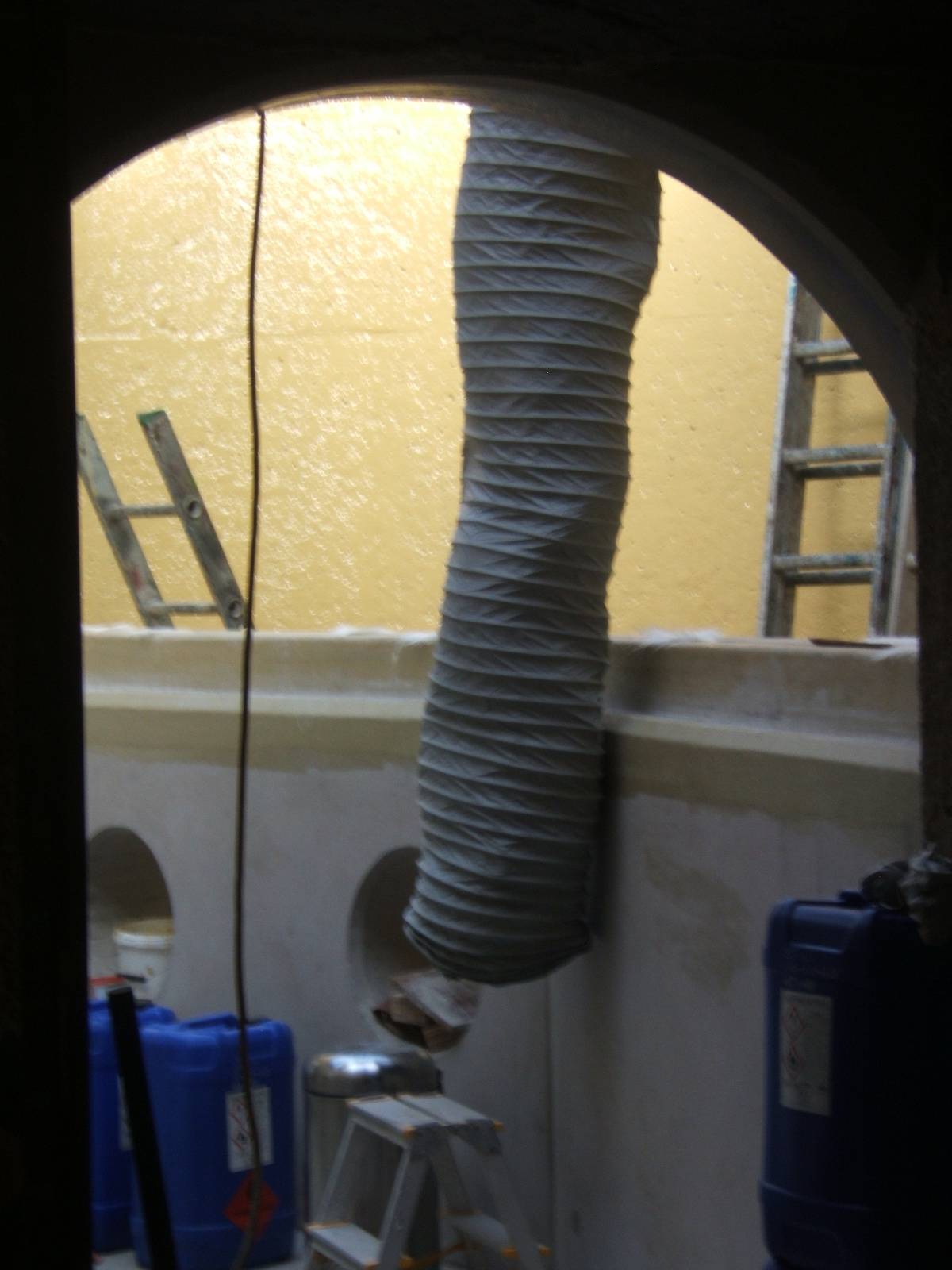 View of the work on the walk through tank