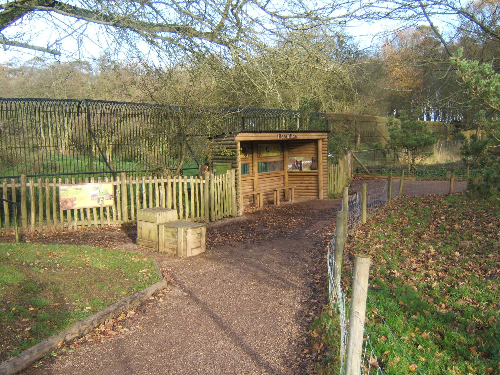 View of viewing window into European Brown Bear enclosure
