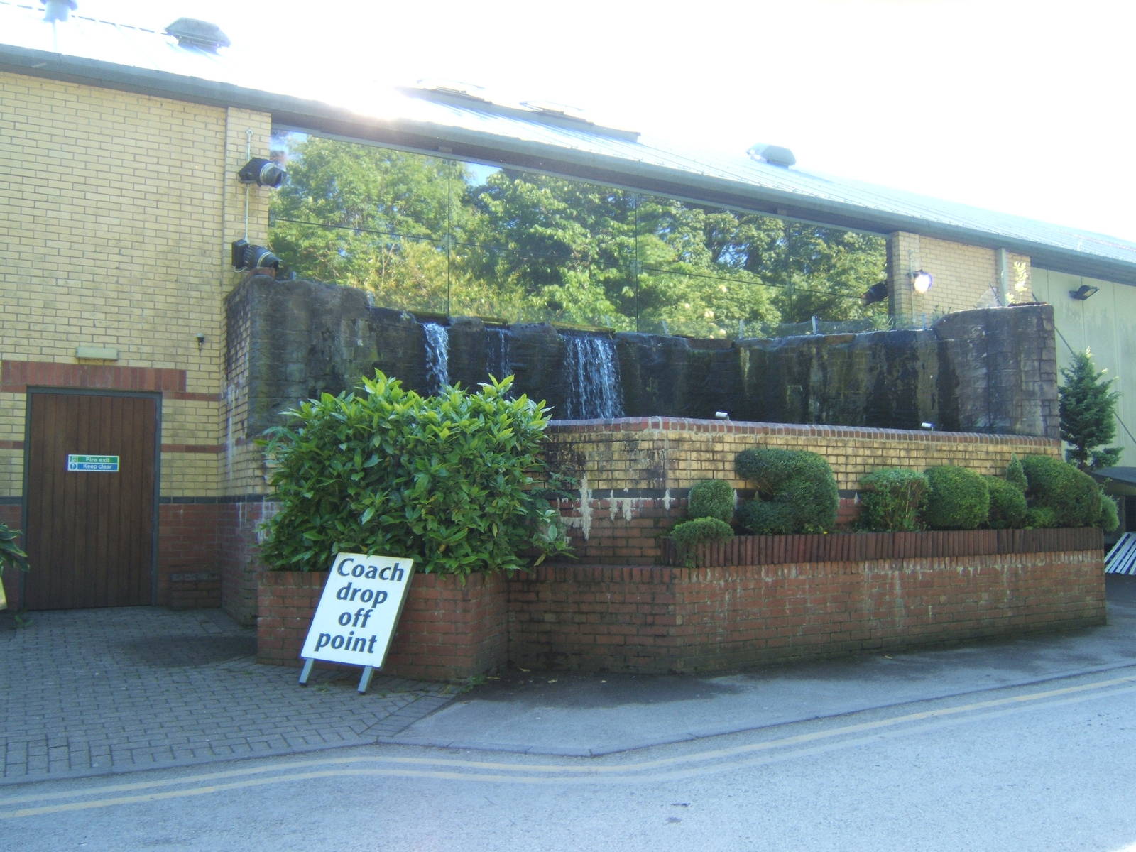 View of waterfall that backs on to diving duck exhibit