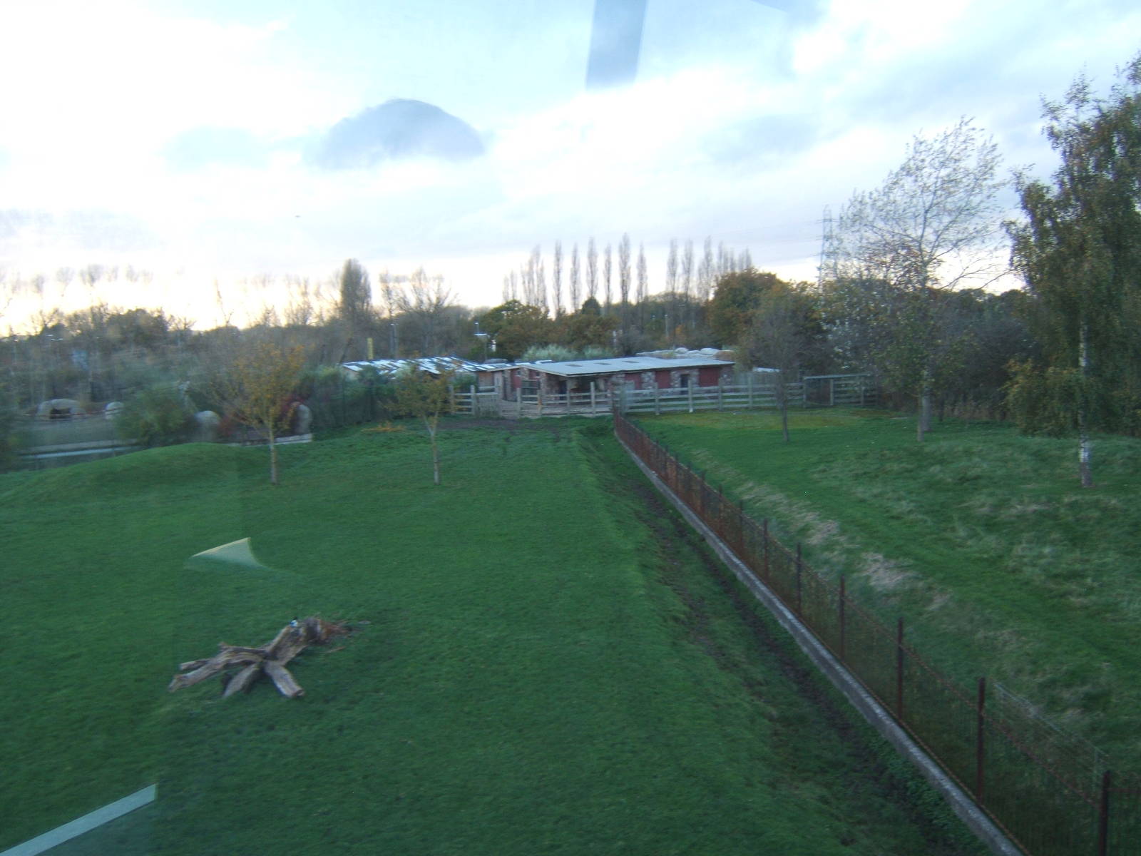 View off the monorail of paddocks Lesser kudu on right and Roan Antelope on