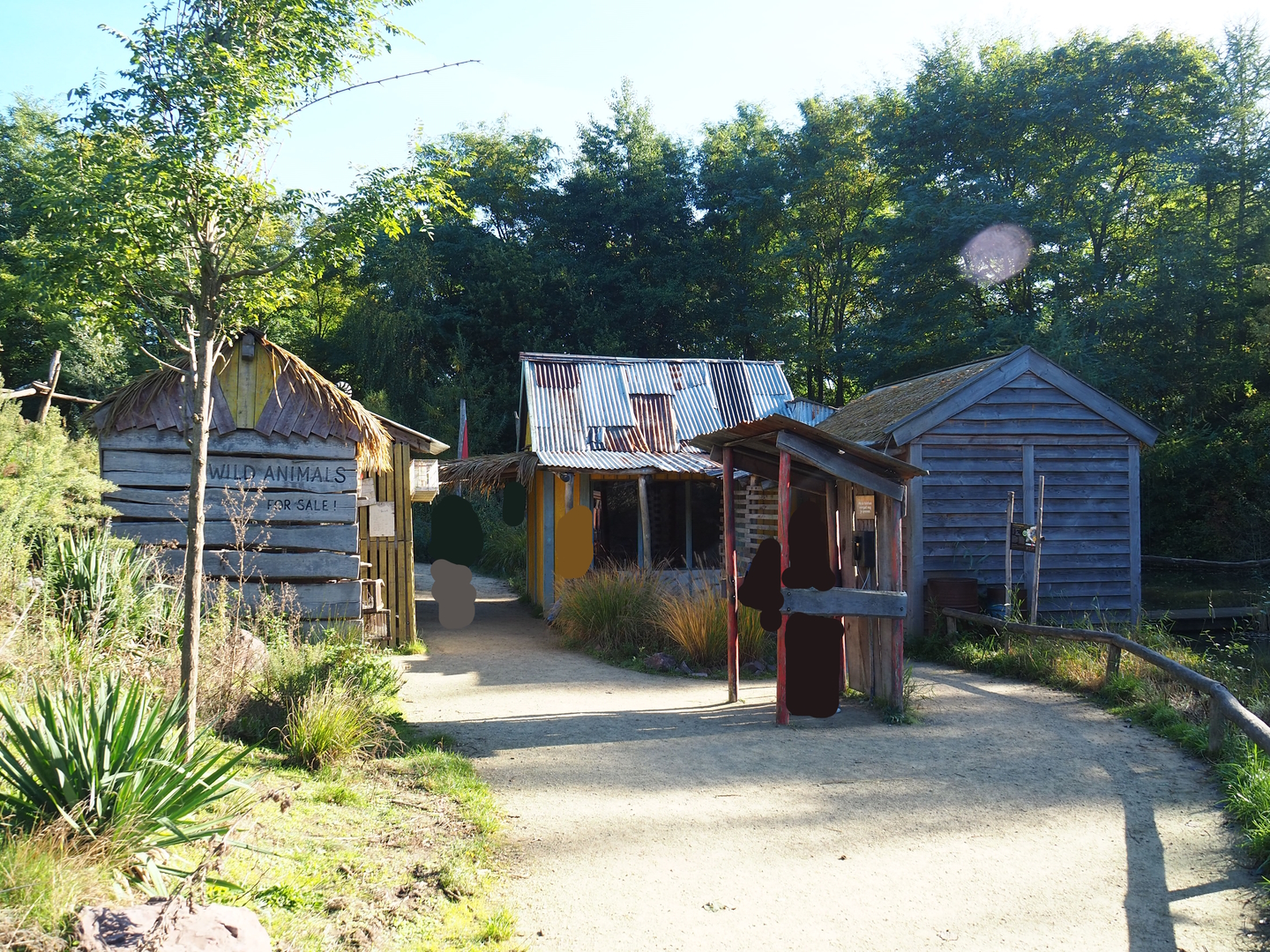 View on the Ring-tailed lemur island - Village area with lemur house, 2022-10-09