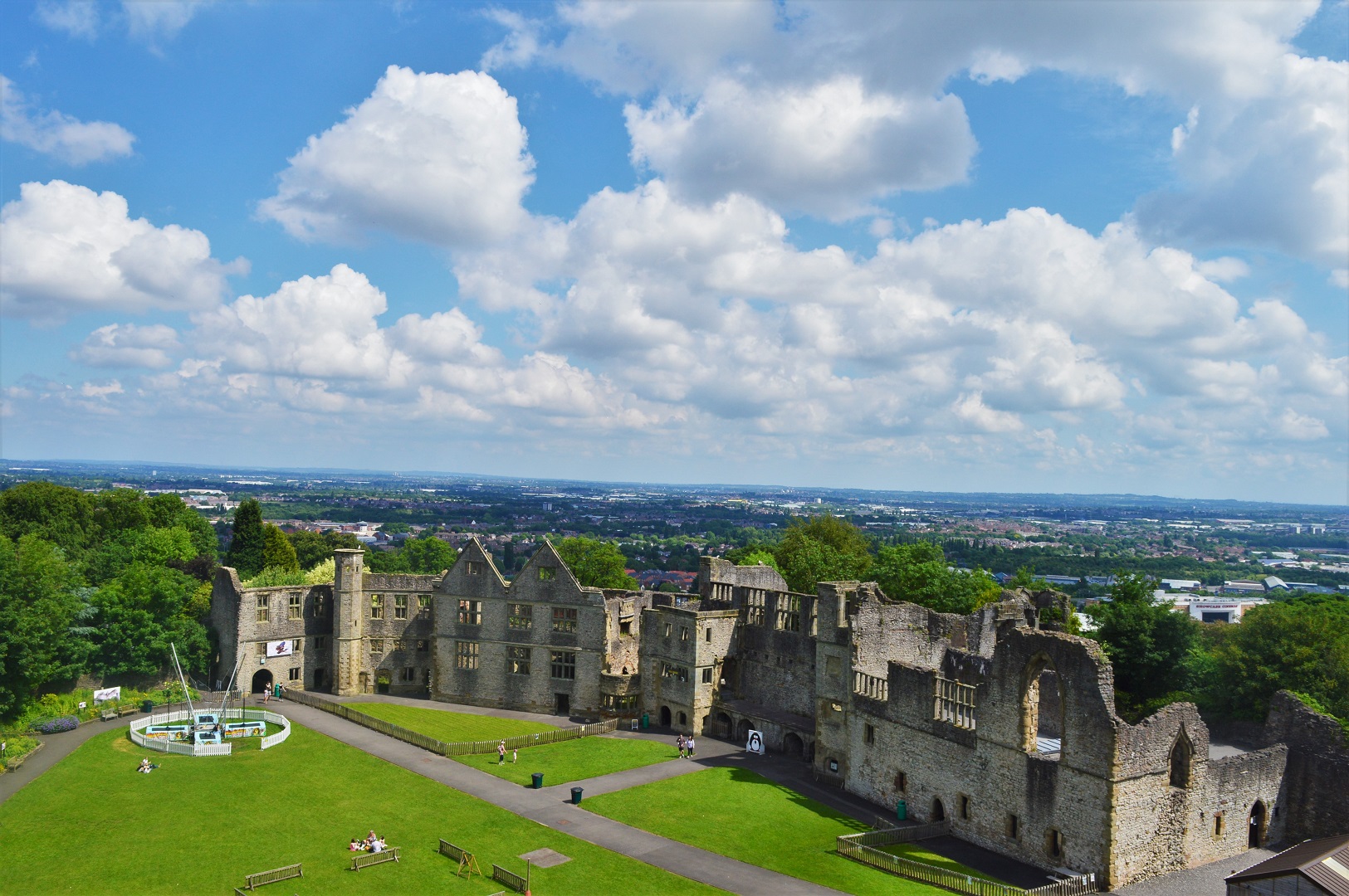 View over castle courtyard
