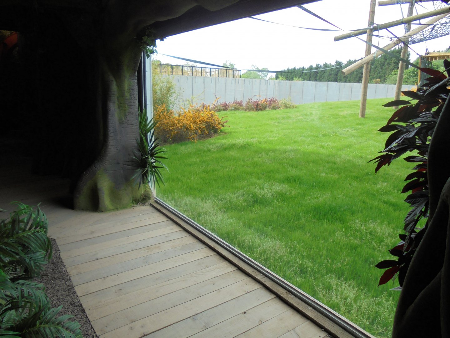 View to outside from interior walkway