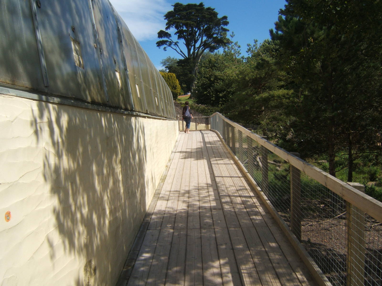 View with Tropical House on left and on the right Porcupine and Meerkat enc
