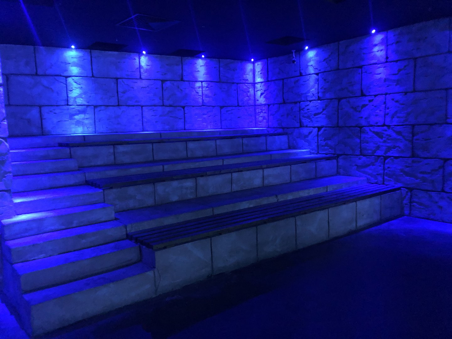 Viewing Bleachers in the middle of the Tunnel Aquarium at Aqua Vega