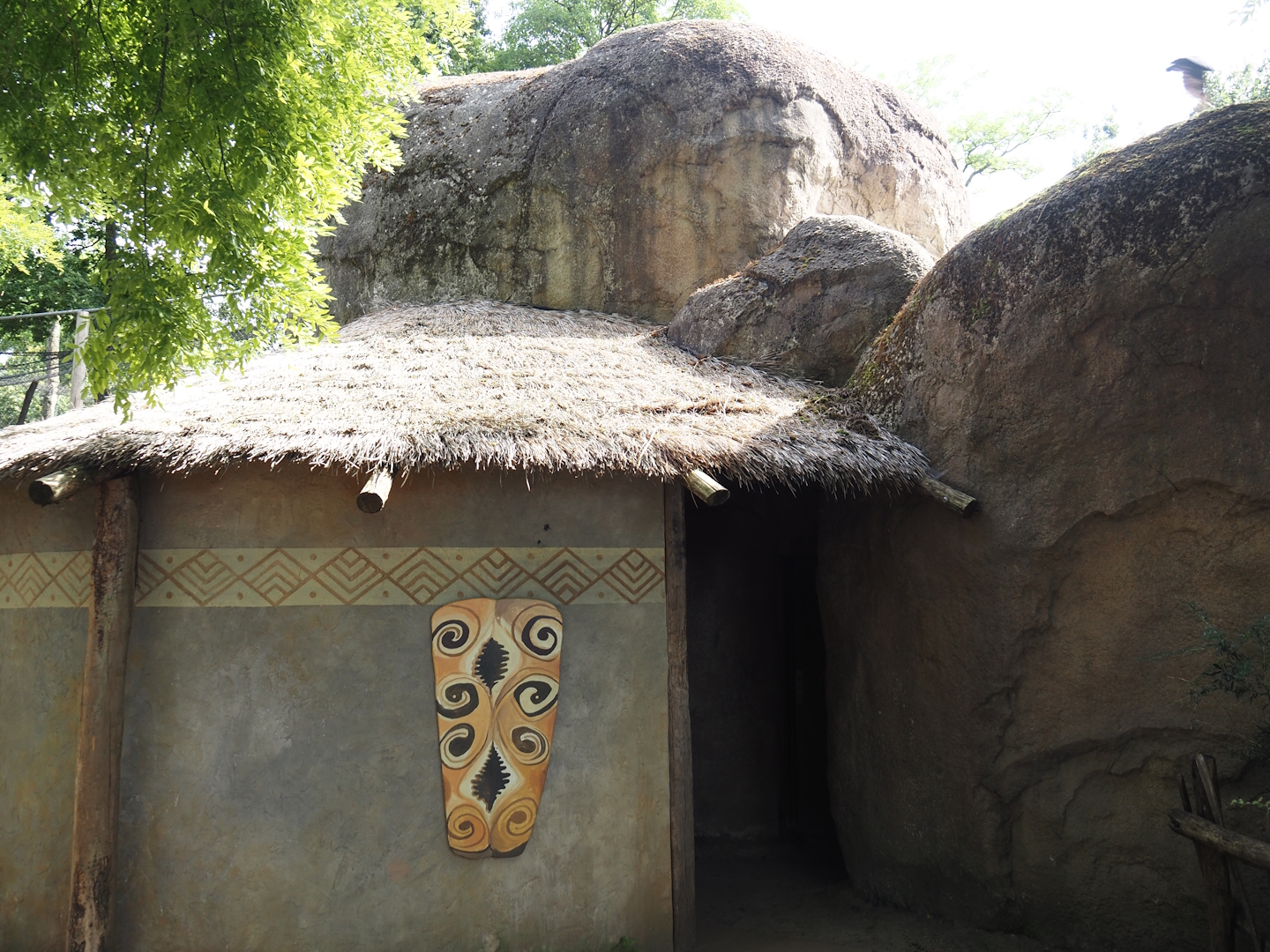 Viewing hut for African monkey indoor exhibit, at the time home to White-naped mangabeys, now housing Diana monkeys, 2024-06-30