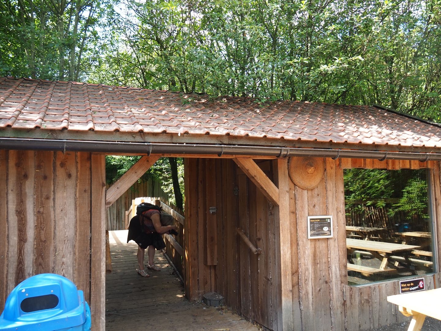 Visitor passage through pig and muntjac barn