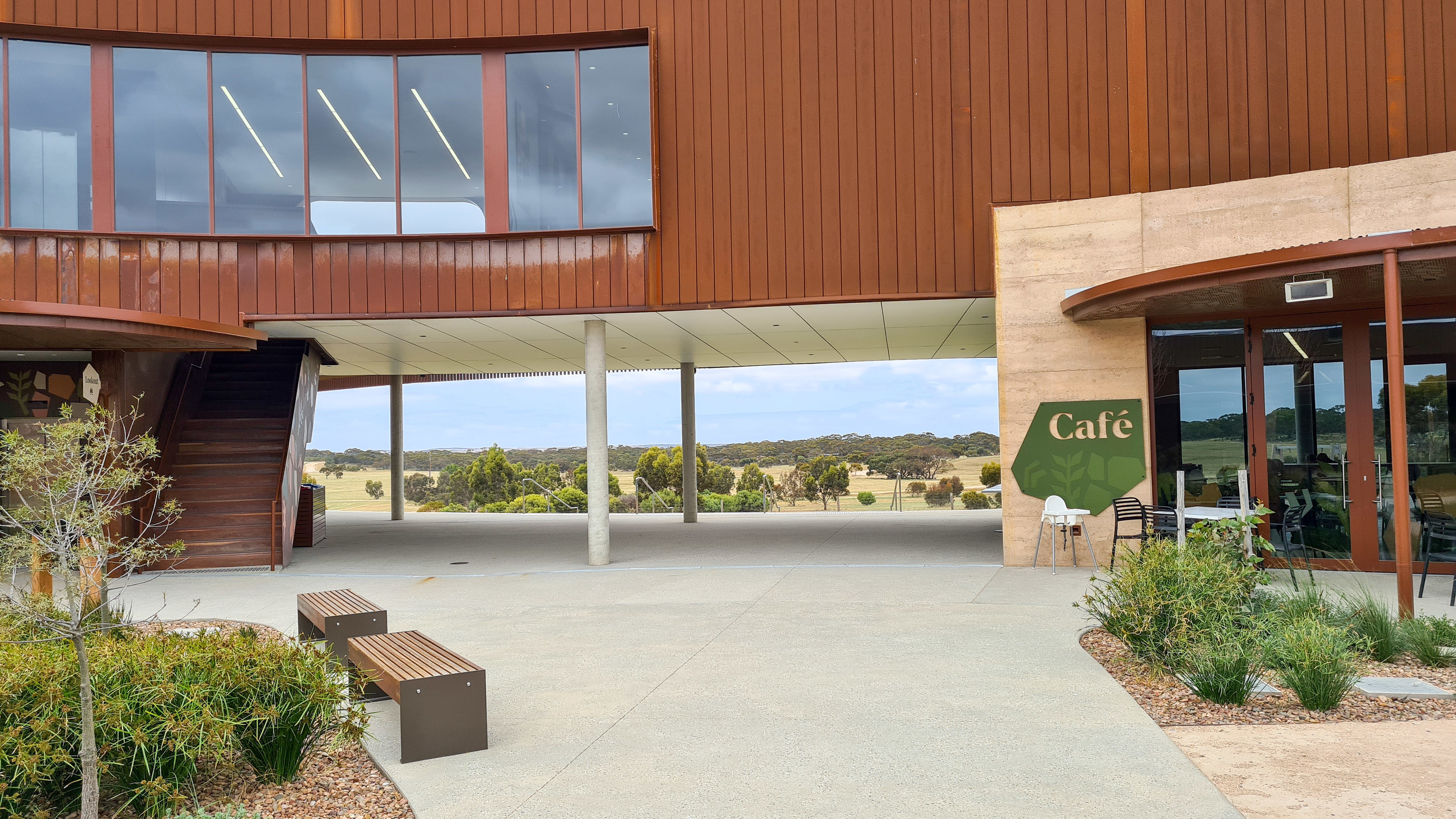 Visitors centre looking towards the park