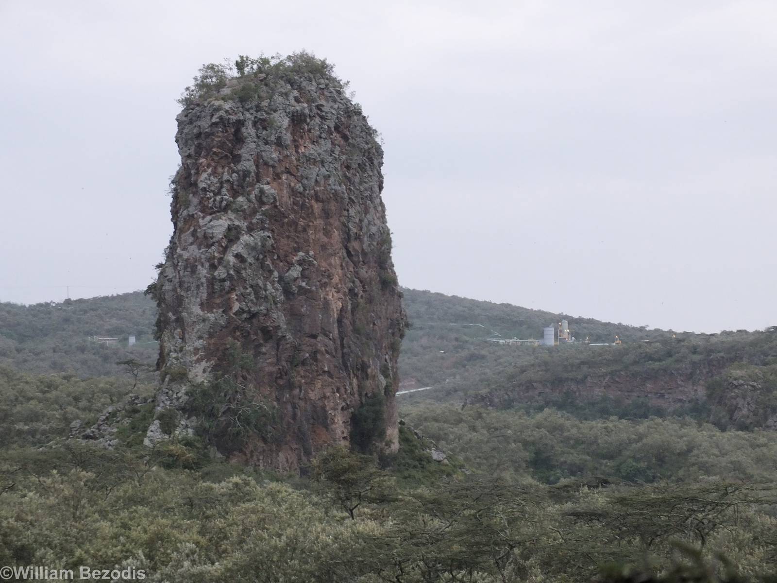 Volcanic Plug with Geothermal Power Station Behind - Hell's Gate National P