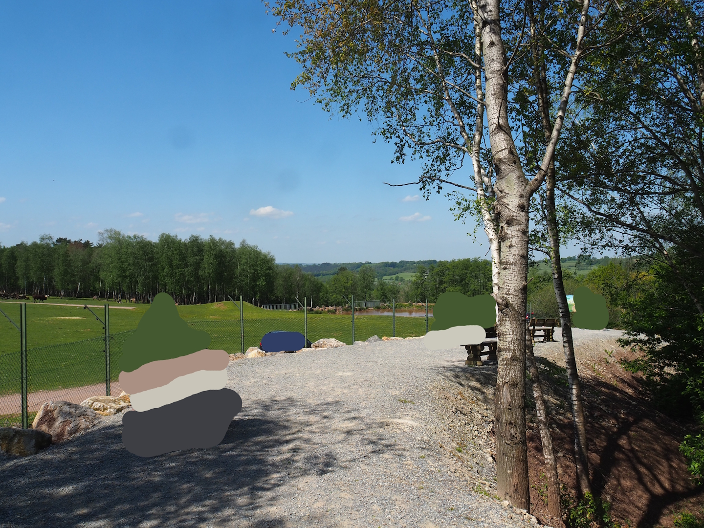 Walking section viewing area for African drive-through safari exhibit, 2023-05-19