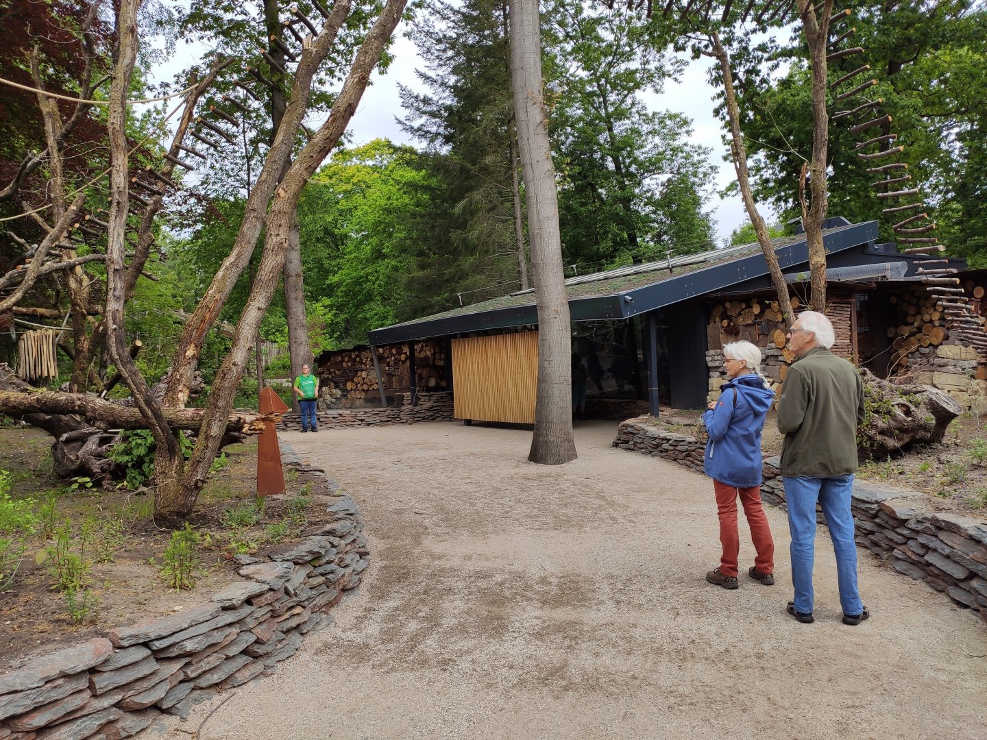 Walkthrough area with coppery titis, white faced sakis & silvery marmosets, in the background is the new inside exhibit