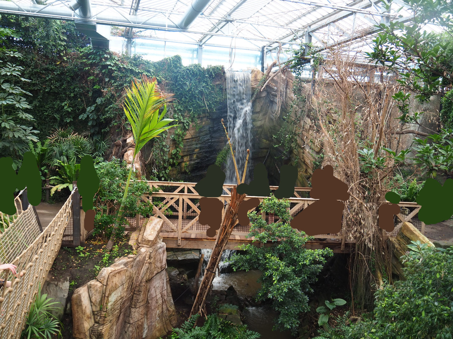 Walkway and bridges near waterfall, 2022-07-03