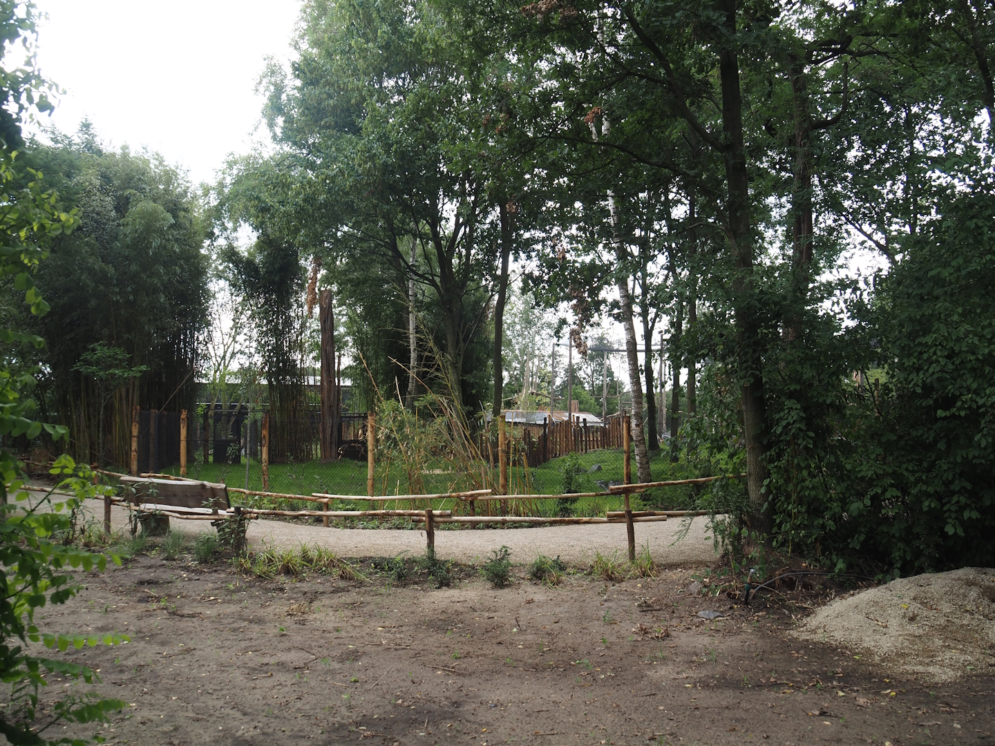 Walkway and Pygmy hippopotamus and Western sitatunga exhibit in Ngyuwe seen from a different section of the zoo, 2025-08-03