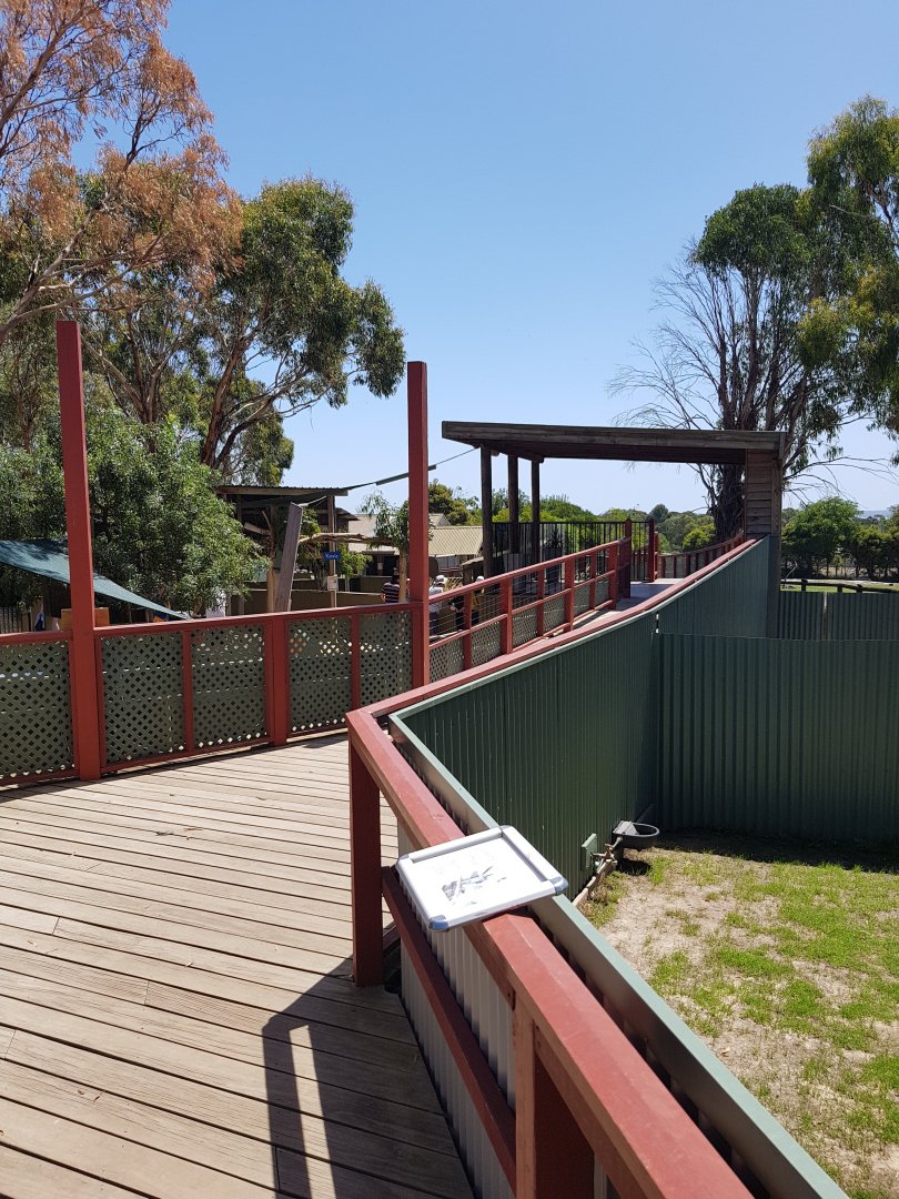 Walkway overlooking enclosures