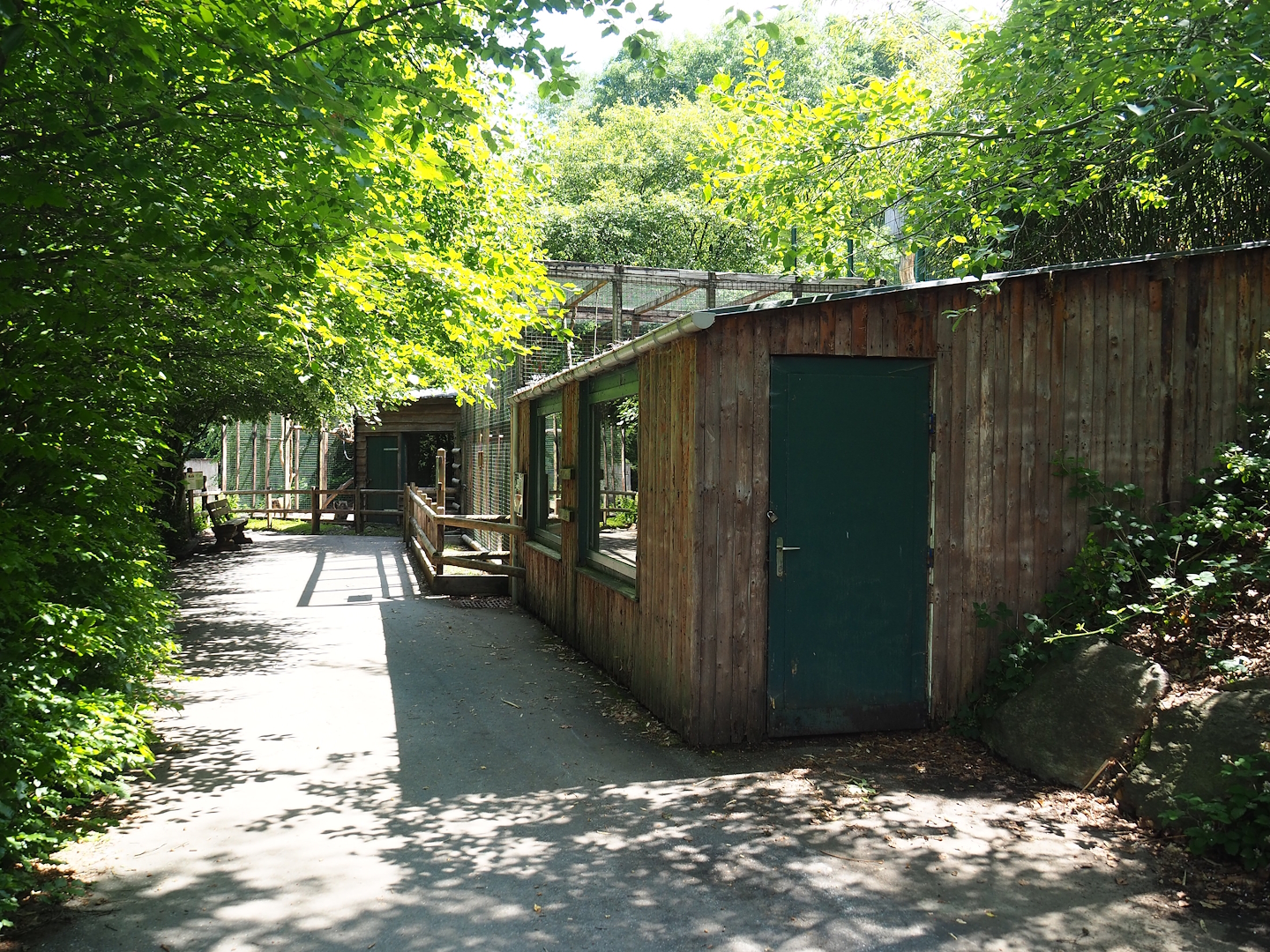Walkway to macaque exhibits and Macaque barns, 2023-06-24