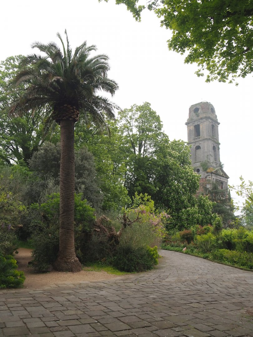 Walkways, gardens and old abbey tower, 2023-05-15