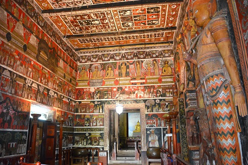 Wall paintings inside a temple.