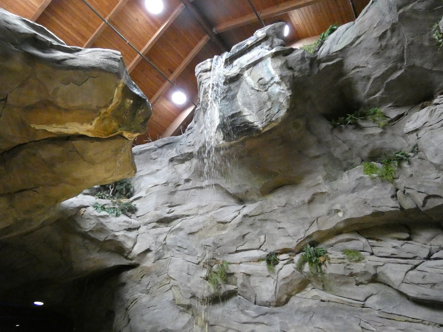 Waterfall in front of the Mountains exhibit