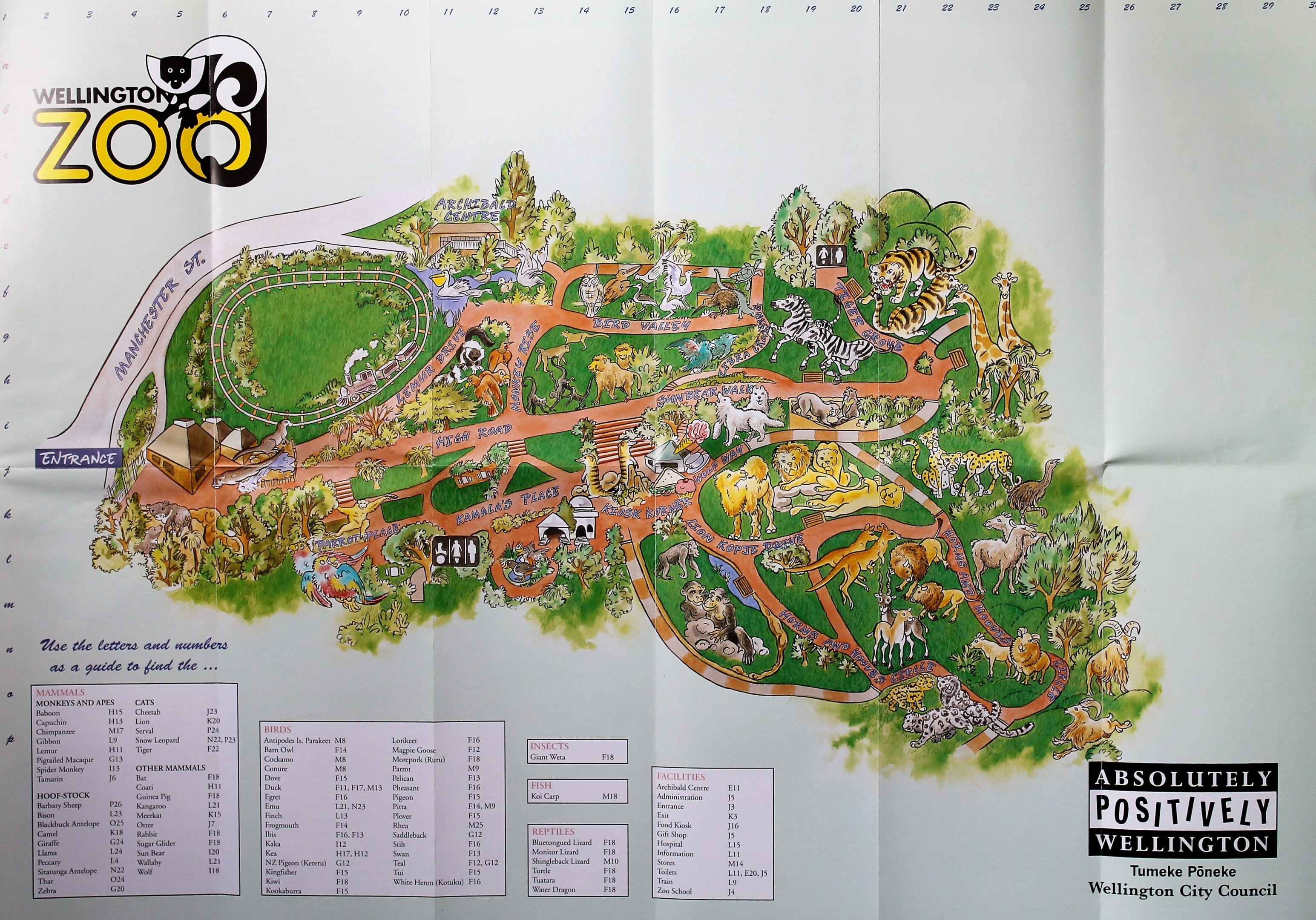 Wellington Zoo map 1994 (large version)
