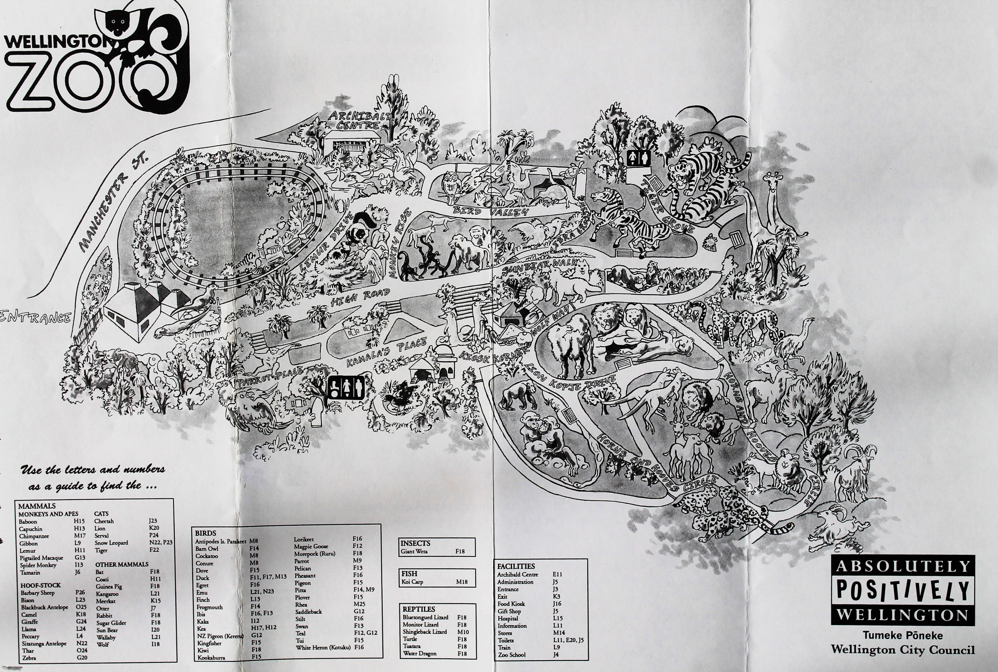 Wellington Zoo map 1994 (small version)