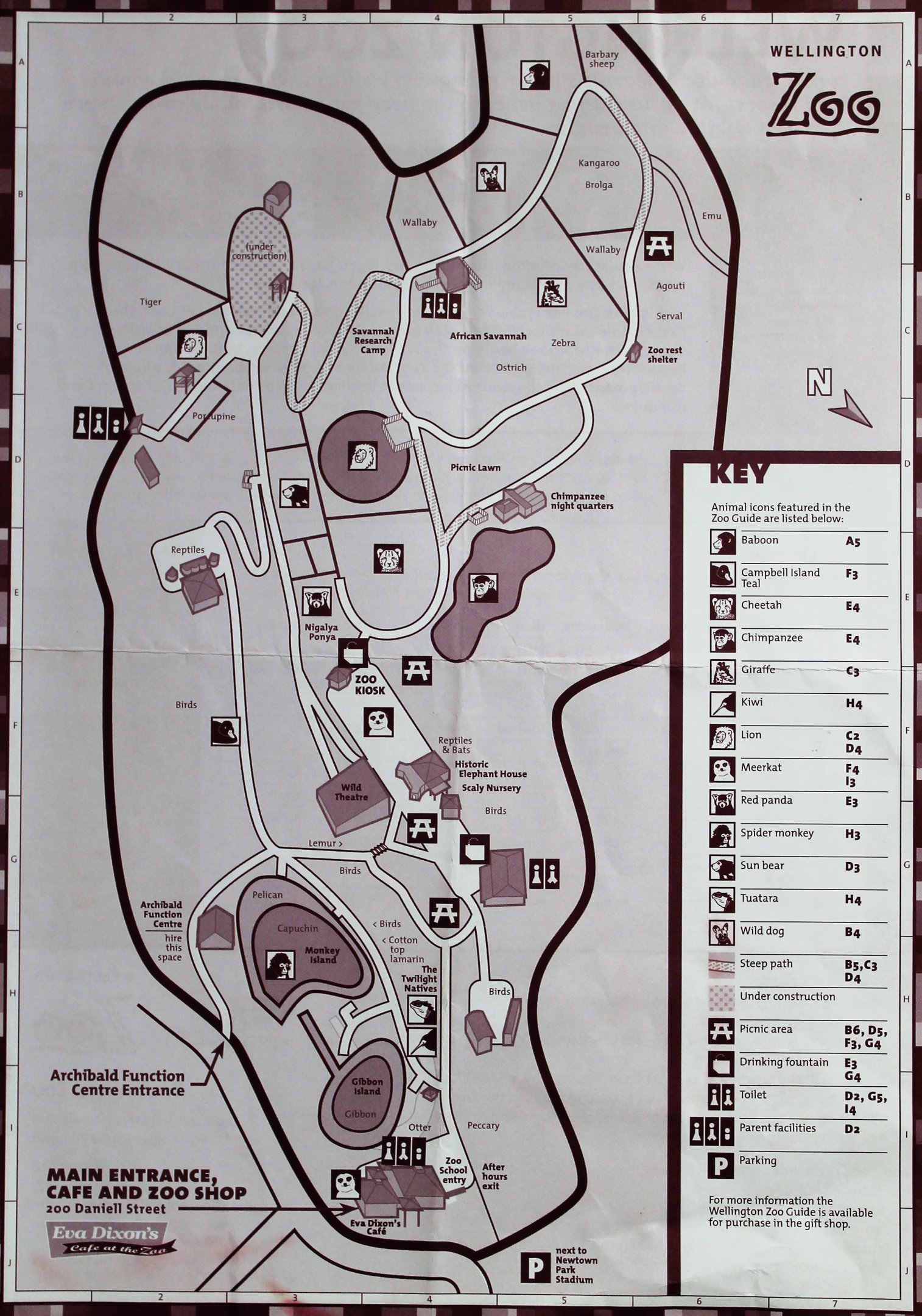 Wellington Zoo map 2008