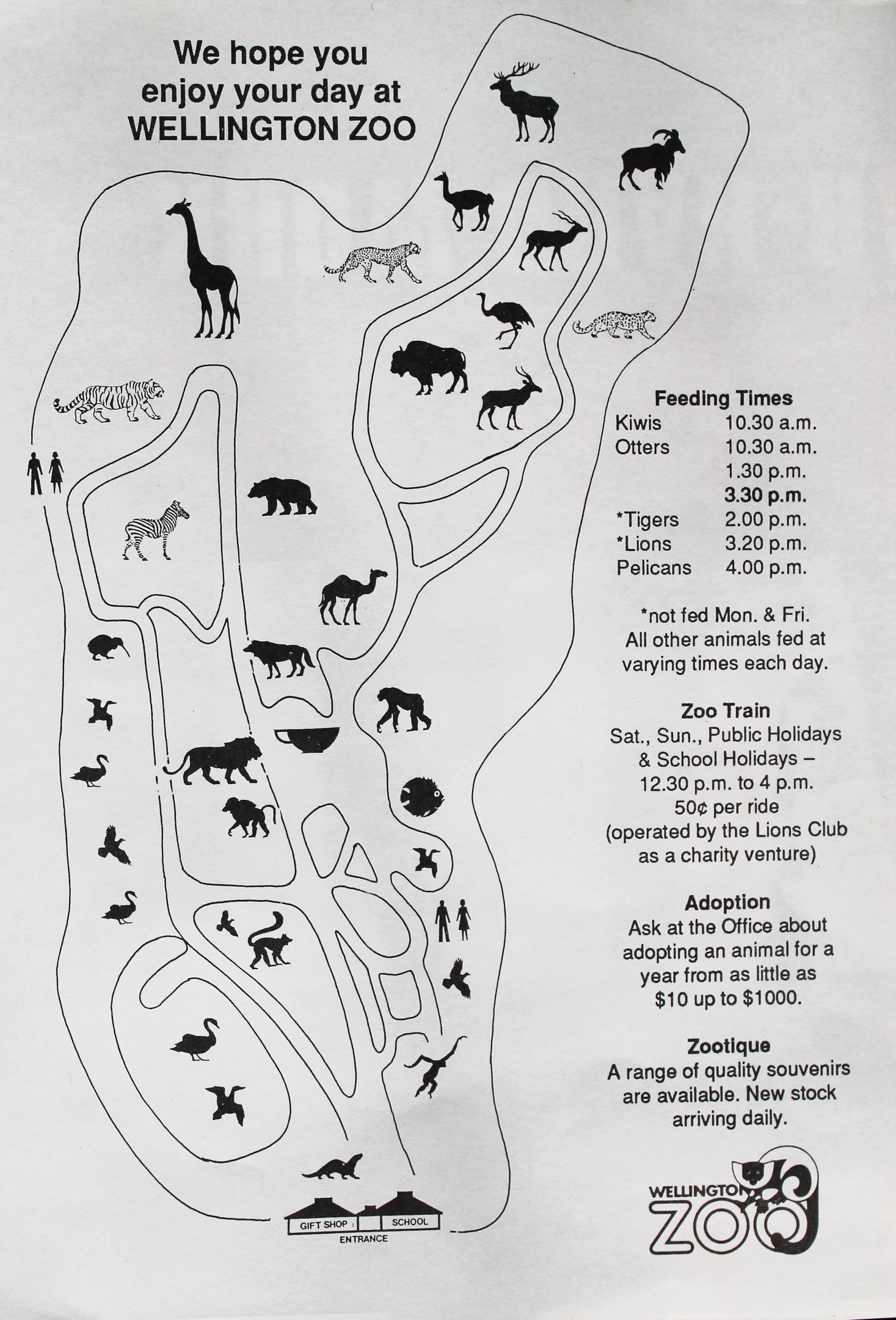 Wellington Zoo map c.1989/1990