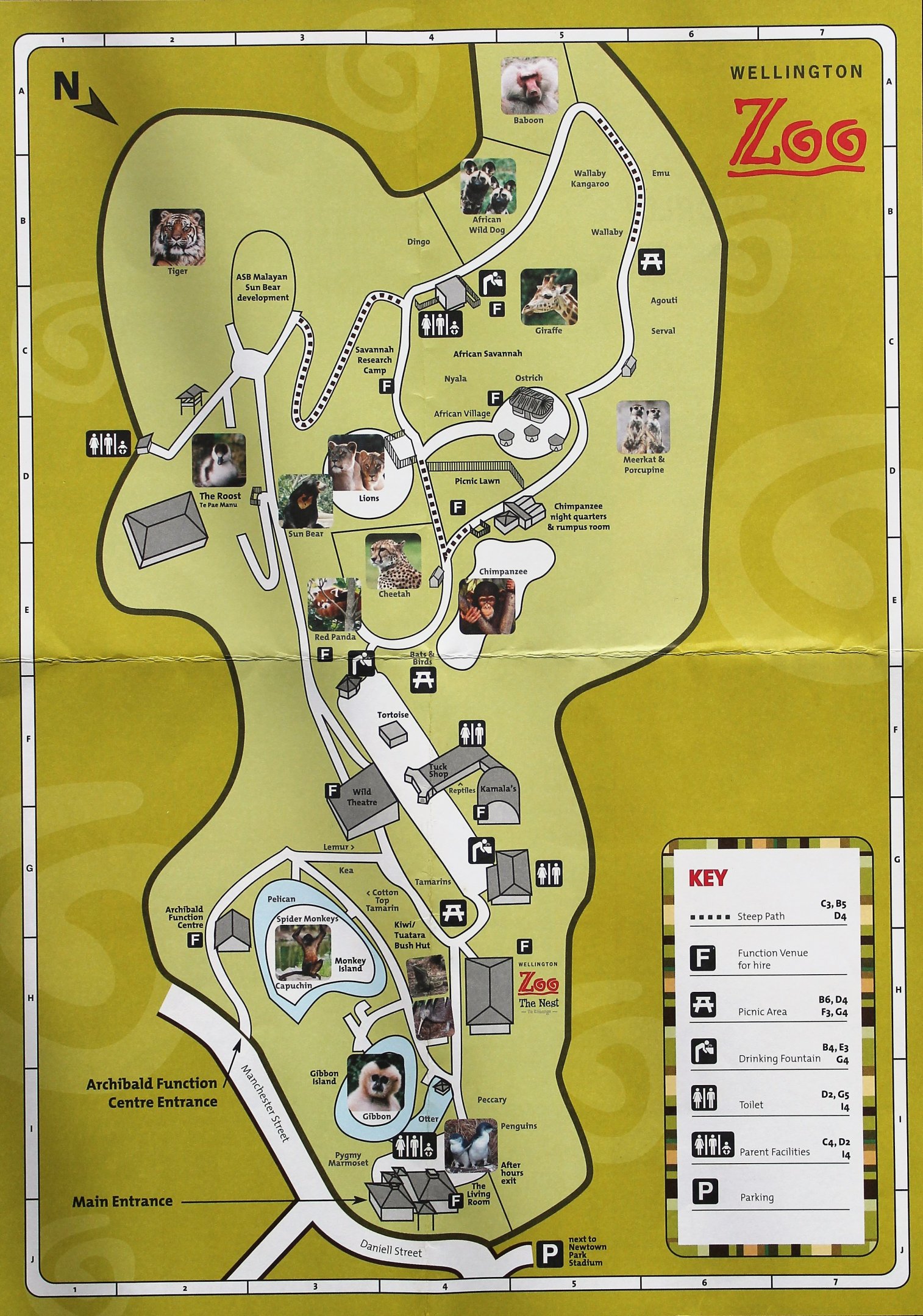 Wellington Zoo map c.2010