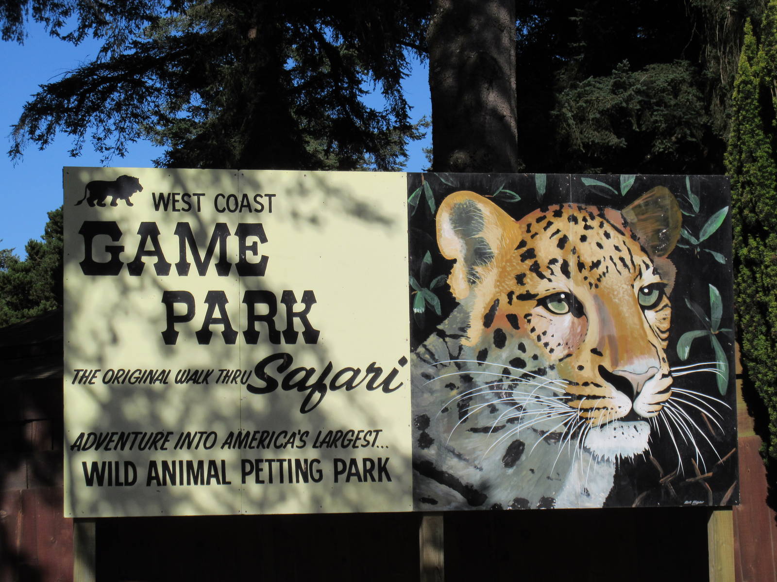 West Coast Game Park Safari (Oregon) - Entrance Sign