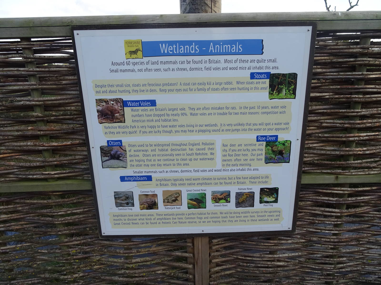 Wetland Animals Sign at Yorkshire Wildlife Park