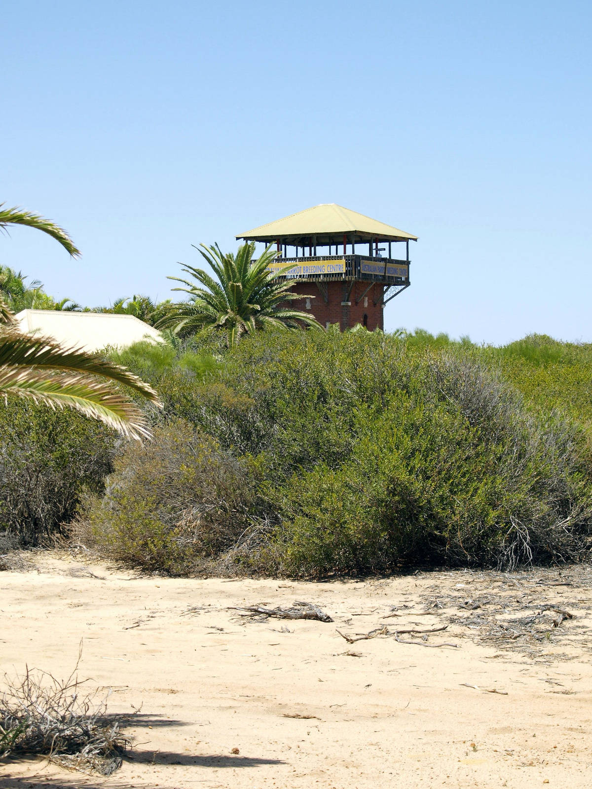 Whale viewing tower from outside the park