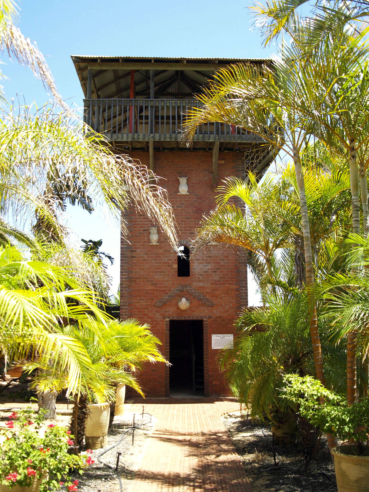 Whale watching tower from inside Rainbow Jungle