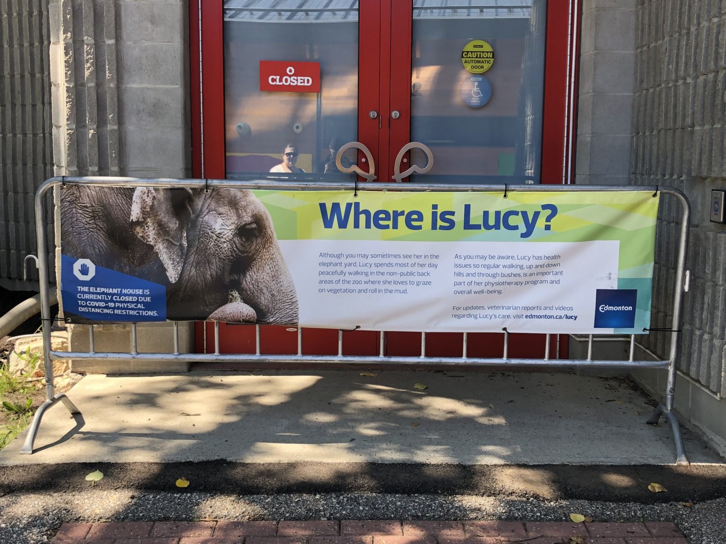 Where is Lucy? Sign at Edmonton Valley Zoo (July 2022)
