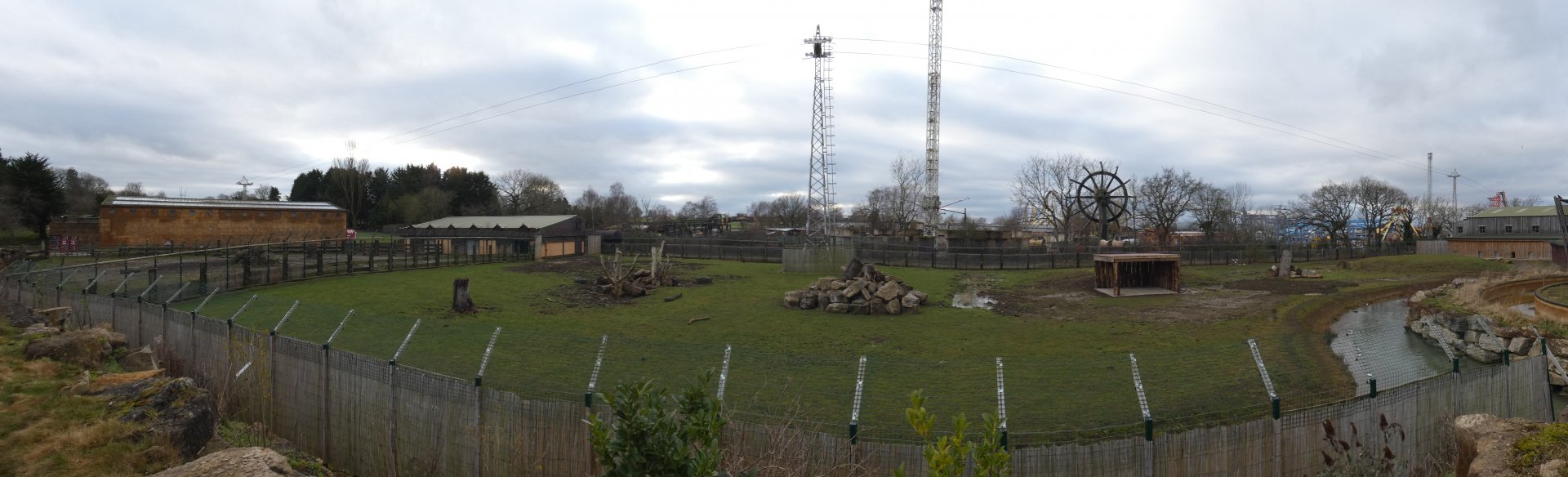 White rhino and Northern cheetah exhibit panorama