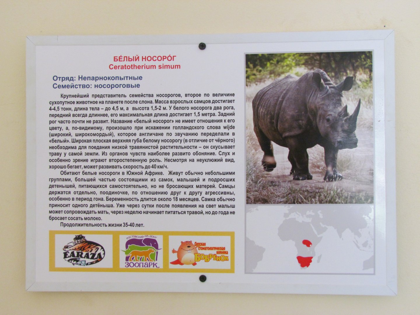 White rhino signage