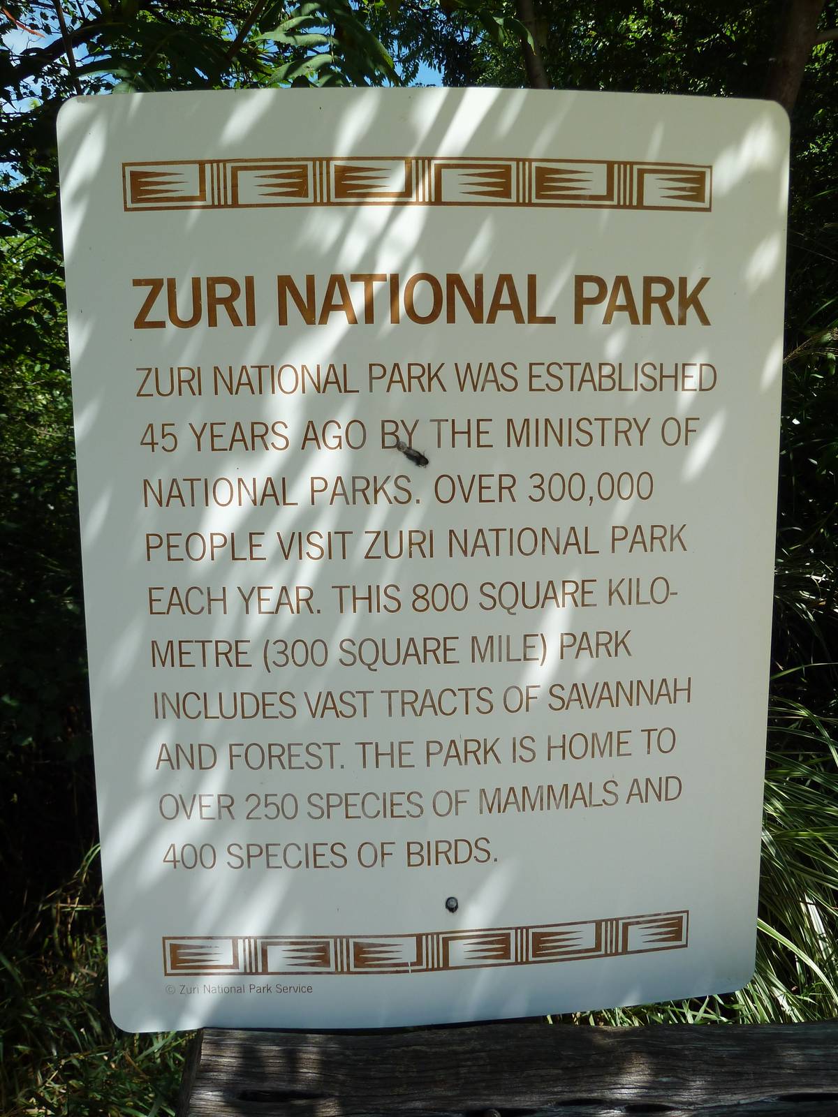 Wild Africa - Zuri National Park Sign