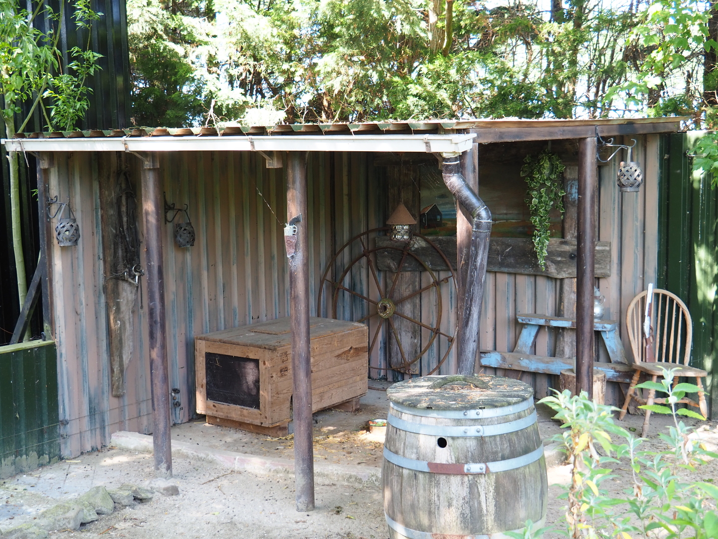"Wild West" props area in the black-tailed prairie dog exhibit, 2019-06-01