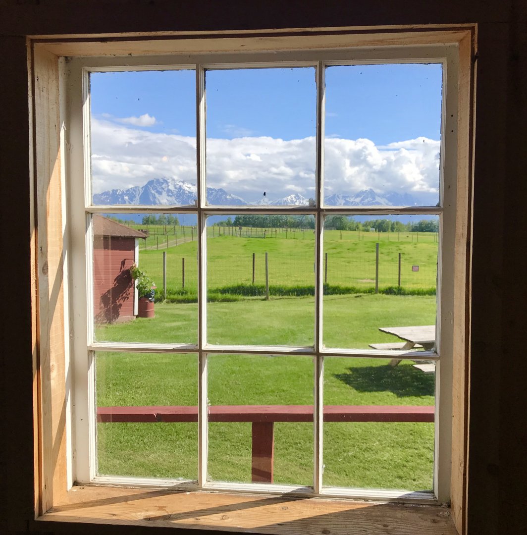 Window out into the farm.