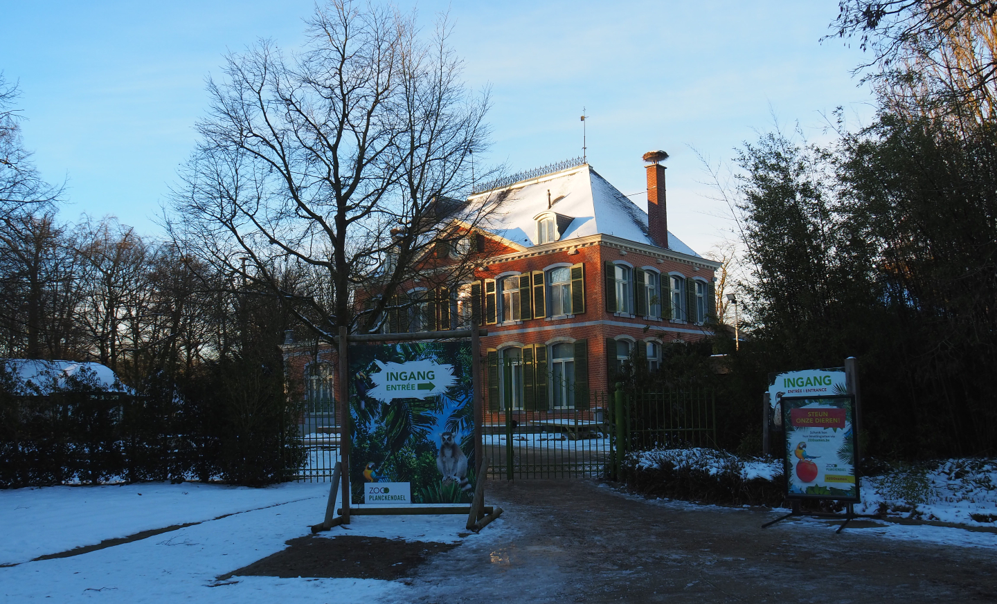 Winter view in Planckendael - 1780 manor house and road to former entrance, 2021-02-14
